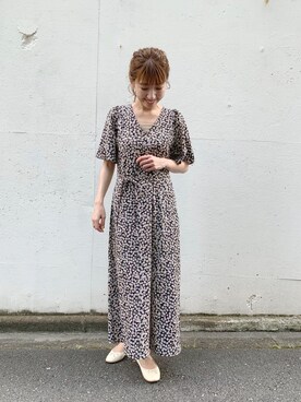 「小花柄」｜「アイテム（バレエシューズ）」を使った、flowerさん（レディース・163cm）の夏コーディネート