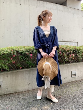 「flower」｜「アイテム（帽子）」を使った、flowerさん（レディース・163cm）の夏コーディネート