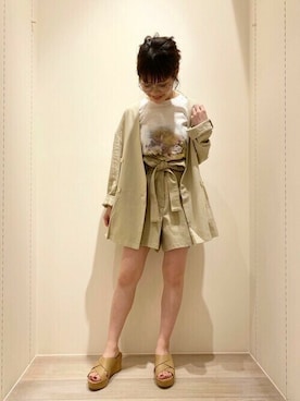 「flower」｜「アイテム（ノーカラージャケット）」を使った、flowerさん（レディース・148cm）の夏コーディネート