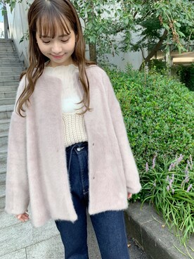 「アイテム（ムートンコート、ピンク系）」を使った、flowerさん（レディース・160cm）の秋コーディネート