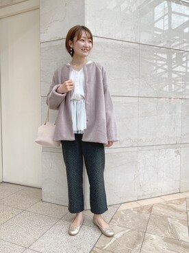 「アイテム（ムートンコート、ピンク系）」を使った、flowerさん（レディース・158cm）の秋コーディネート
