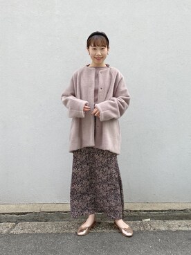 「アイテム（ムートンコート、ピンク系）」を使った、flowerさん（レディース・148cm）の秋コーディネート