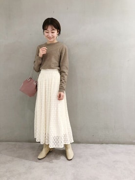 「フラワーピアス」｜flowerさん（レディース・158cm）の秋コーディネート