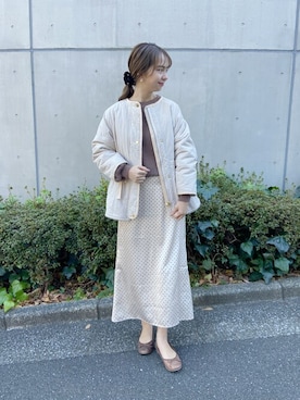 「ドットスカート」｜「アイテム（ブルゾン）」を使った、flowerさん（レディース・160cm）の冬コーディネート