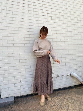 「くすみピンク」｜「アイテム（スウェット）」を使った、flowerさん（レディース・156cm）の冬コーディネート