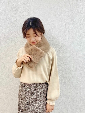 「flower（フラワー）のアイテム（マフラー）」を使った、flowerさん（レディース・154cm）の冬コーディネート