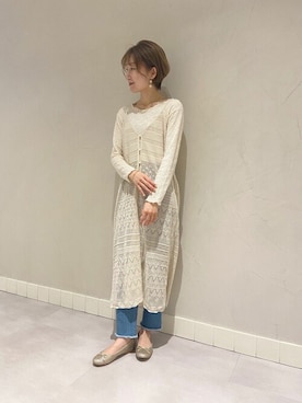 「フリンジデニム」｜「アイテム（ワンピース/ドレス）」を使った、flowerさん（レディース・158cm）の春コーディネート