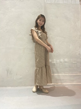 「肩フリル」｜「アイテム（ワンピース/ドレス）」を使った、flowerさん（レディース・160cm）の春コーディネート