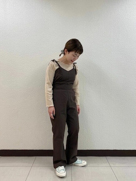 「肩リボン」｜「アイテム（オールインワン・サロペット）」を使った、flowerさん（レディース・150cm）の春コーディネート