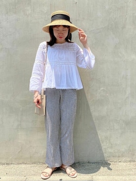 「flower」｜「アイテム（帽子）」を使った、flowerさん（レディース・158cm）の夏コーディネート