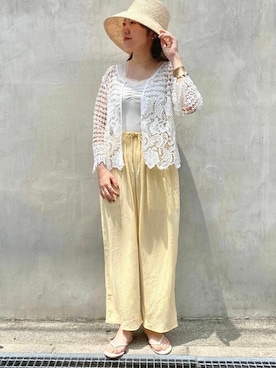 「flower」｜「アイテム（帽子）」を使った、flowerさん（レディース・155cm）の夏コーディネート