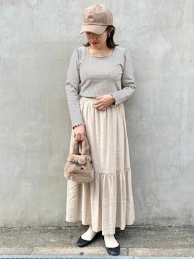 「flower」｜「アイテム（帽子）」を使った、flowerさん（レディース・155cm）の秋コーディネート