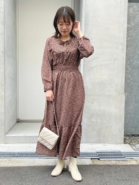 「flower」｜「アイテム（ワンピース/ドレス）」を使った、flowerさん（レディース・155cm）の冬コーディネート