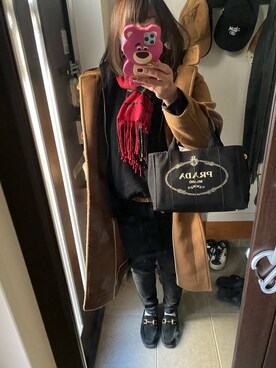 「アイテム（ダッフルコート、ブラウン系）」を使った、R1さん（レディース・155cm）の冬コーディネート