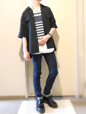 「Dr. Martens（ドクターマーチン）の【Dr.Martens / ドクターマーチン】 3 eye shoe（ドレスシューズ）」を使った、hopeさん（メンズ・168cm）の夏コーディネート