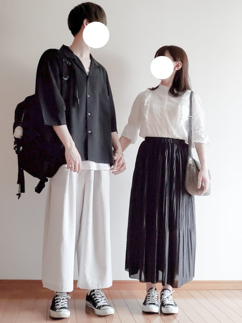 「シャツ好き集まれ、休日スタイル、モノトーンコーデ、ペアルック、開襟シャツ、シミラールック、デート、オトナカジュアル、シャツ、ゆるコーデ」｜「しまむらのアイテム（トップス、ホワイト系）」を使った、hopeさん（メンズ・168cm）の夏コーディネートの1枚目の写真