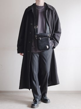 「remer（リメール）のアイテム（ステンカラーコート）」を使った、hopeさん（メンズ・168cm）の秋コーディネート