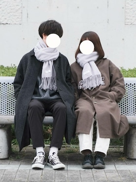 「remer（リメール）のアイテム（ステンカラーコート）」を使った、hopeさん（レディース・149cm）の冬コーディネート