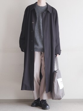 「remer（リメール）のアイテム（ステンカラーコート）」を使った、hopeさん（メンズ・168cm）の冬コーディネート