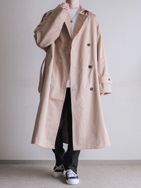 「epnok（エプノック）のアイテム（トレンチコート）」を使った、hopeさん（メンズ・168cm）の春コーディネート