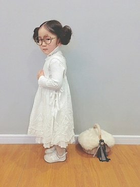 「petit main（プティマイン）のアイテム（スカート）」を使った、* 𝚝𝚘𝚛𝚒𝚌𝚘𝚝*さん（キッズ・90cm）の冬コーディネート