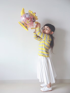 「petit main（プティマイン）のアイテム（スカート）」を使った、* 𝚝𝚘𝚛𝚒𝚌𝚘𝚝*さん（キッズ・100cm）の春コーディネート