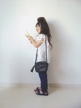 「petit main（プティマイン）のアイテム（バッグ）」を使った、* 𝚝𝚘𝚛𝚒𝚌𝚘𝚝*さん（キッズ・100cm）の夏コーディネート