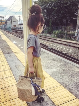 「TODAY'S SPECIAL（トゥデイズスペシャル）のアイテム（かごバッグ）」を使った、* 𝚝𝚘𝚛𝚒𝚌𝚘𝚝*さん（キッズ・100cm）の秋コーディネート