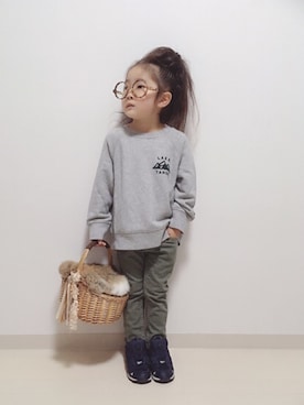 「handmade」｜「アイテム（スウェット）」を使った、* 𝚝𝚘𝚛𝚒𝚌𝚘𝚝*さん（キッズ・100cm）の秋コーディネート