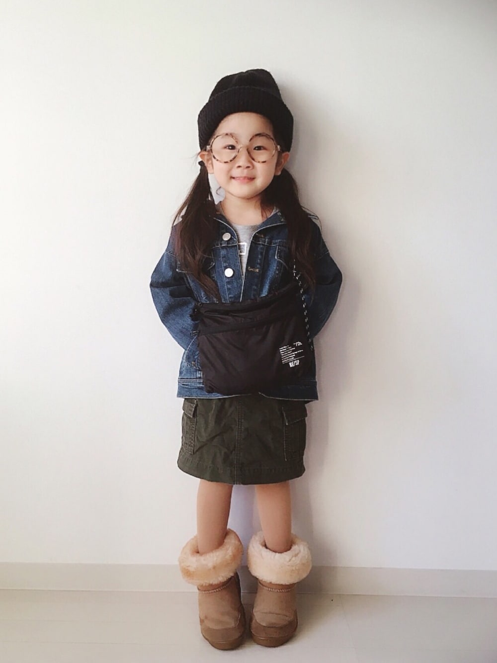 「COMECHATTO&CLOSETのARTEX WATCH CAP（ニットキャップ/ビーニー、ブルー系）」を使った、* 𝚝𝚘𝚛𝚒𝚌𝚘𝚝*さん（キッズ・100cm）の秋コーディネートの1枚目の写真