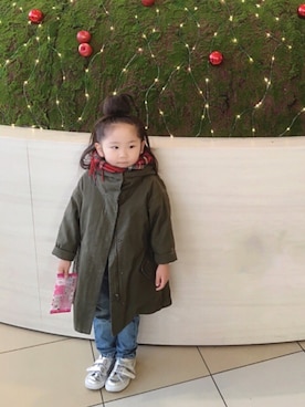 「GAP（ギャップ）のアイテム（サロペット/オーバーオール）」を使った、* 𝚝𝚘𝚛𝚒𝚌𝚘𝚝*さん（キッズ・100cm）の冬コーディネート