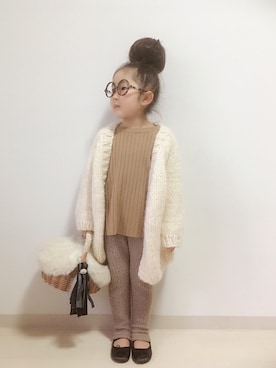 「H&M（エイチ・アンド・エム）のアイテム（バレエシューズ）」を使った、* 𝚝𝚘𝚛𝚒𝚌𝚘𝚝*さん（キッズ・100cm）の冬コーディネート