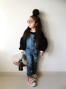 「GAP（ギャップ）のアイテム（サロペット/オーバーオール）」を使った、* 𝚝𝚘𝚛𝚒𝚌𝚘𝚝*さん（キッズ・100cm）の冬コーディネート