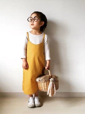 「petit main（プティマイン）のアイテム（トップス）」を使った、* 𝚝𝚘𝚛𝚒𝚌𝚘𝚝*さん（キッズ・100cm）の春コーディネート