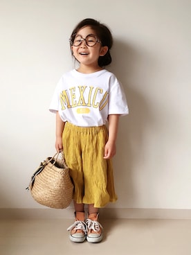 「TODAY'S SPECIAL（トゥデイズスペシャル）のアイテム（かごバッグ）」を使った、* 𝚝𝚘𝚛𝚒𝚌𝚘𝚝*さん（キッズ・100cm）の春コーディネート
