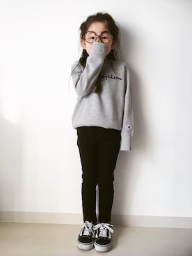 「にゃー」｜「アイテム（スウェット）」を使った、* 𝚝𝚘𝚛𝚒𝚌𝚘𝚝*さん（キッズ・100cm）の冬コーディネート