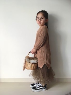 「GLOBAL WORK（グローバルワーク）のアイテム（ワンピース/ドレス）」を使った、* 𝚝𝚘𝚛𝚒𝚌𝚘𝚝*さん（キッズ・100cm）の冬コーディネート