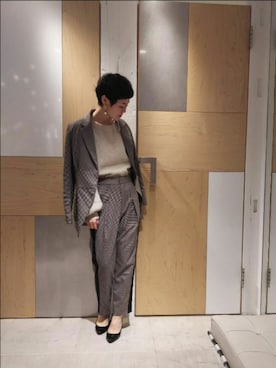 「アイテム（その他アウター、その他）」を使った、USHIODAさん（レディース・154cm）の秋コーディネート