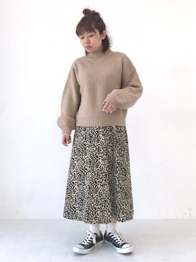 「E hyphen world gallery（イーハイフンワールドギャラリー）のモヘヤタッチハイネックプルオーバー＊（ニット/セーター）」を使った、ながともさん（レディース・153cm）の冬コーディネート