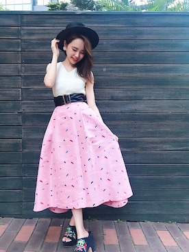 「VINTAGE（ヴィンテージ）のアイテム（帽子）」を使った、REDYAZELさん（レディース・151cm）の夏コーディネート