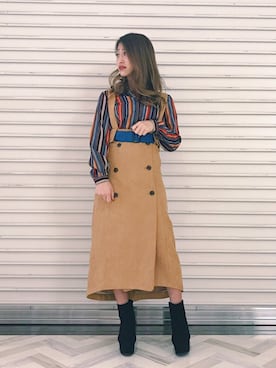 「REDYAZEL（レディアゼル）のアイテム（シャツ/ブラウス）」を使った、REDYAZELさん（レディース・157cm）の秋コーディネート