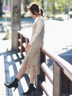 「REDYAZEL（レディアゼル）のアイテム（シューズ）」を使った、REDYAZELさん（レディース・151cm）の冬コーディネート