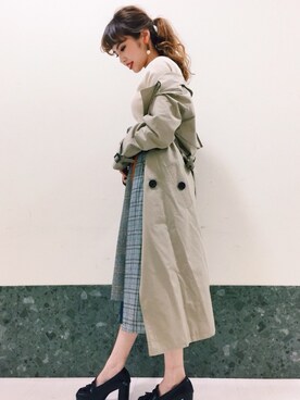 「REDYAZEL（レディアゼル）のアイテム（トレンチコート）」を使った、REDYAZELさん（レディース・158cm）の春コーディネート
