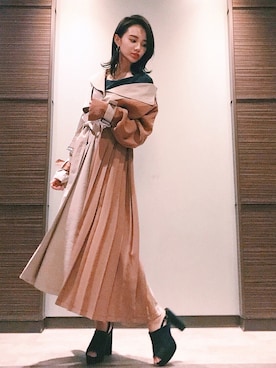 「配色」｜「アイテム（その他アウター）」を使った、REDYAZELさん（レディース・158cm）の秋コーディネート
