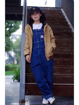 「Carhartt（カーハート）のアイテム（ブルゾン）」を使った、Air_樂樂酱さん（レディース・158cm）の秋コーディネート