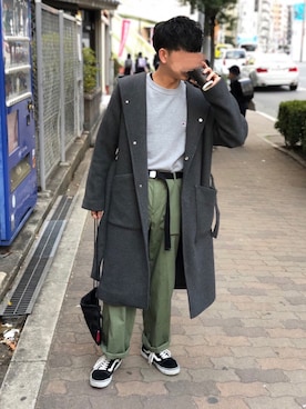 「フードコート」｜「アイテム（スウェット）」を使った、hさん（メンズ・168cm）の冬コーディネート