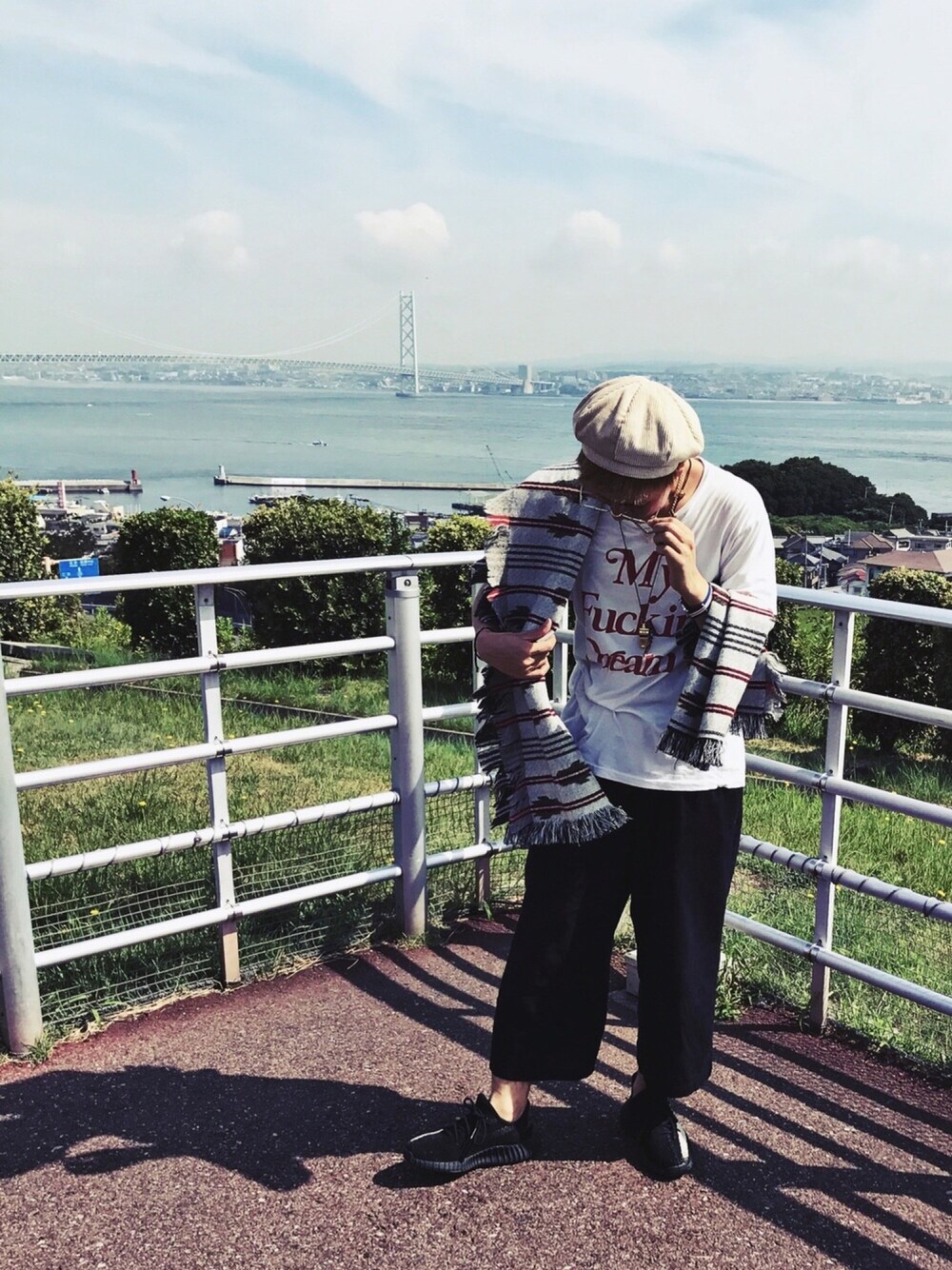 「夏、UVERworld、ZARA、ストレートパンツ、フォロバ、ラフ、yeezy、インスタグラムはじめました、プリントT、プリントTシャツ」｜「ZARAのアイテム（その他パンツ、ブラック系）」を使った、 しんじさん（メンズ・170cm）の夏コーディネートの1枚目の写真