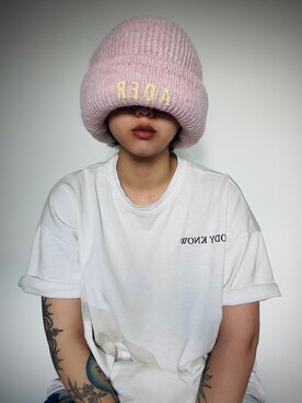「ADER error（アーダーエラー）のアイテム（帽子）」を使った、-H_ENG-さん（レディース・158cm）の冬コーディネート