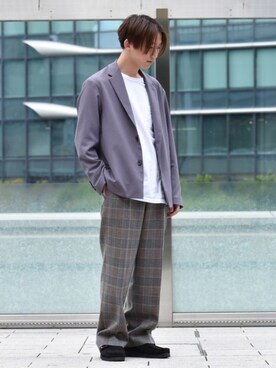 「チェック柄に恋してる」｜「アイテム（モカシン/デッキシューズ）」を使った、Taiseiさん（メンズ・171cm）の秋コーディネート