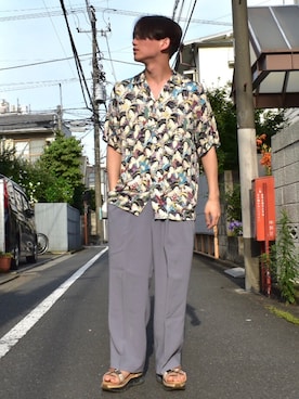 「NIPOALOHA（ニポアロハ）のアイテム（トップス）」を使った、Taiseiさん（メンズ・171cm）の夏コーディネート